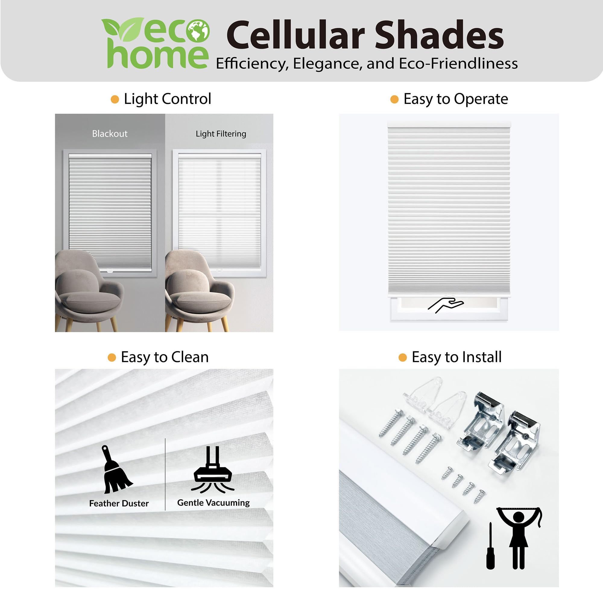DEZ FURNISHINGS Cordless Light Filtering Cellular Shade