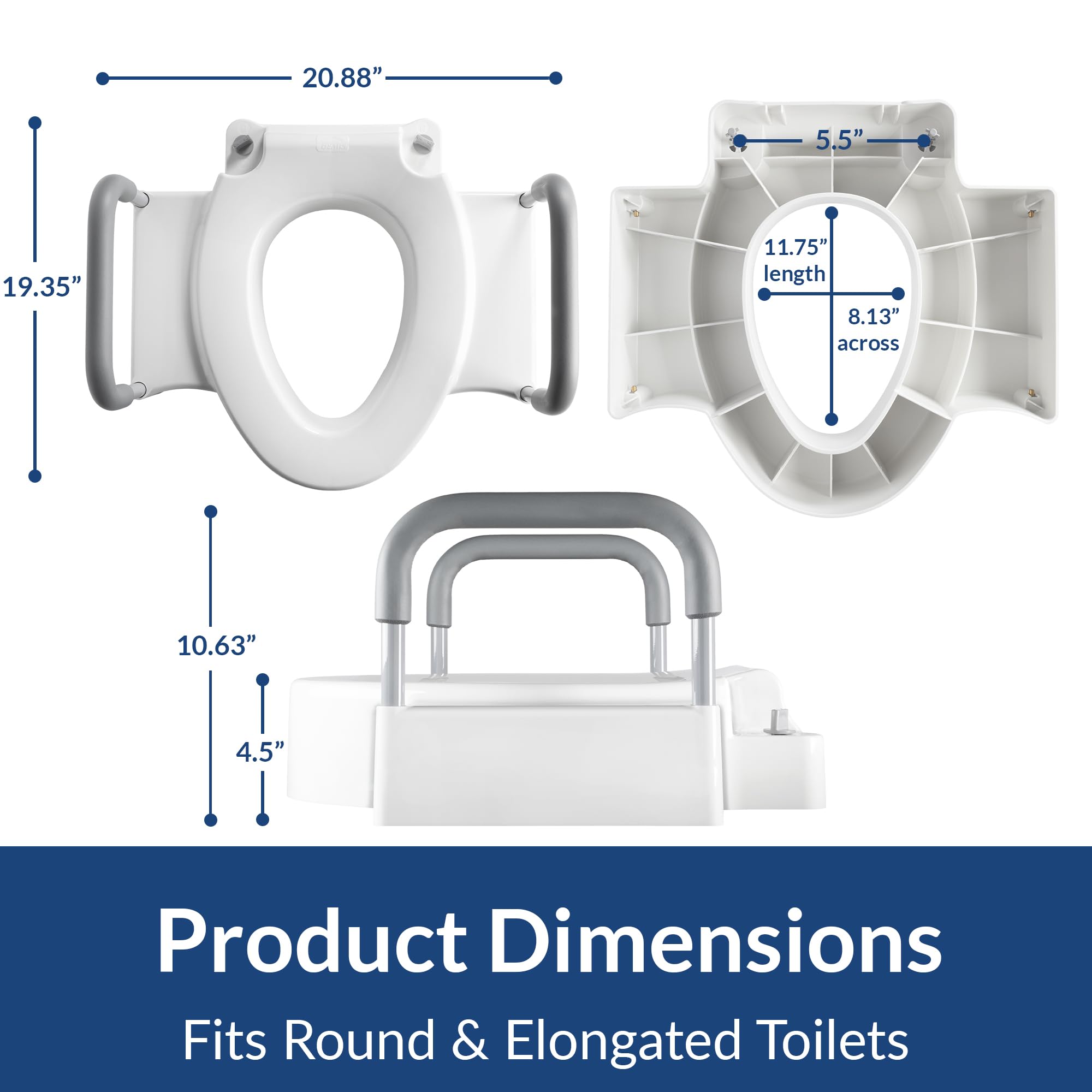 Bemis Rise Toilet Seat with Dual Lock and Security Arms