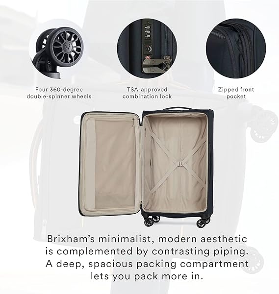 ANTLER - Set of 3 Suitcases - Brixham Luggage - Navy Cabin, Medium & Large Suitcase - Strenght Lightweight Suitcase for Travel & Holidays - Luggage with Expandable Zip, Pockets - TSA Approved Locks