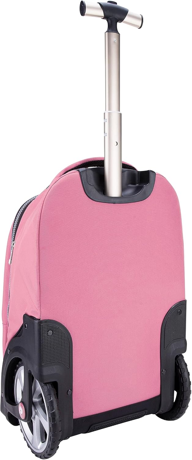 Pierre Cardin Trolley backpack School bag 3 PCS set All in One 2 BIG WHEEL Rolling Backpack Pencil case, Lunch bag and trolley backpack UNISEX PC87067-Pink