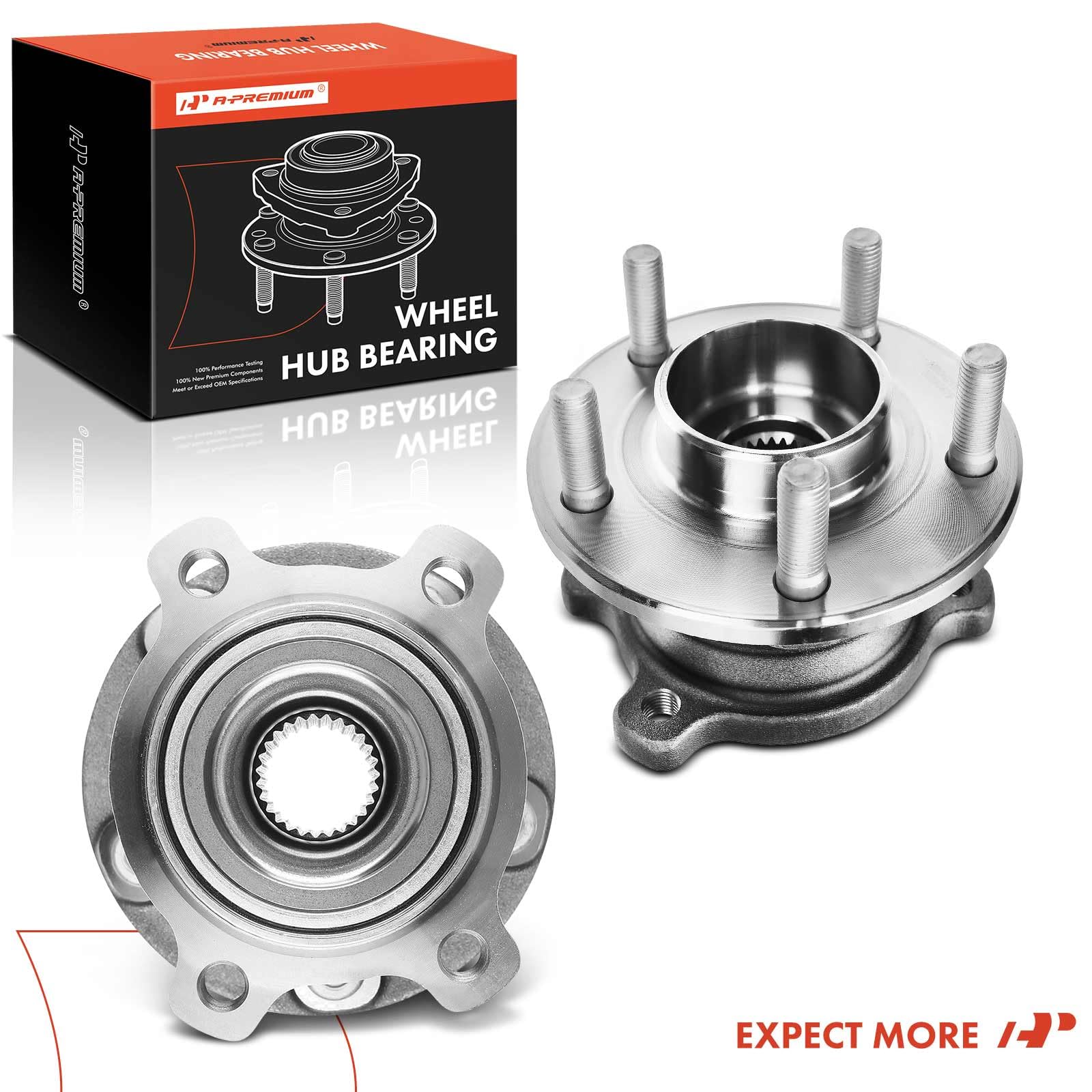 A-Premium 2 x Rear Wheel Bearing and Hub Assembly with 5-Lug Compatible with Ford Escape 2013-2019 & Lincoln MKC 2015-2019, AWD Only