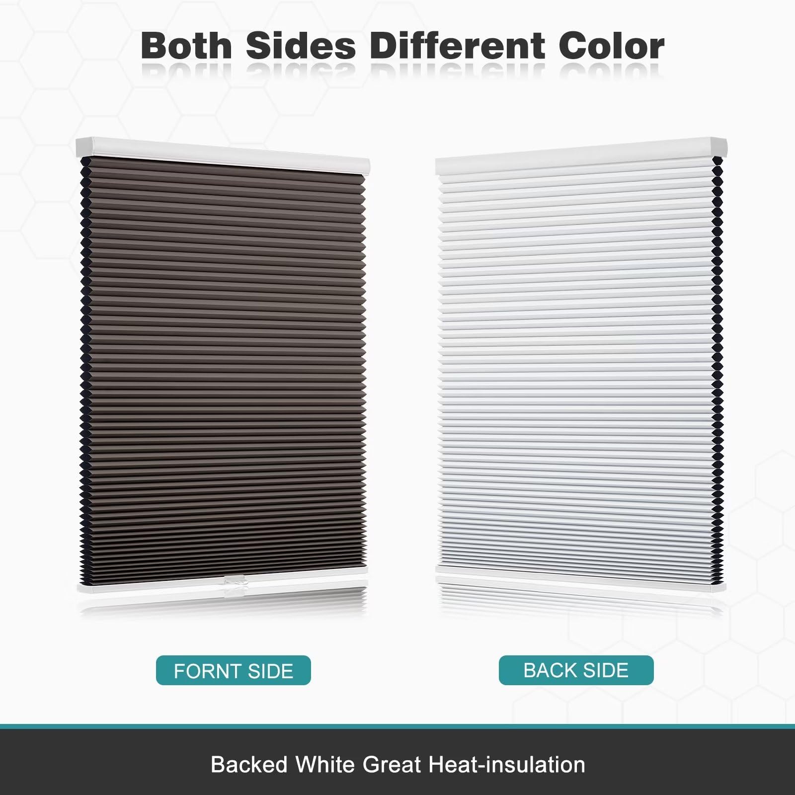 ستارة تشانغشيد اللاسلكية المعتمة الخلوية، ستارة قرص العسل بقطر قرص العسل 1.5 بوصة، ستارة نافذة مطوية لتعتيم الغرفة لغرفة النوم وغرفة الأطفال، عرض 35 بوصة، لون بني رمادي CEL35TP72C