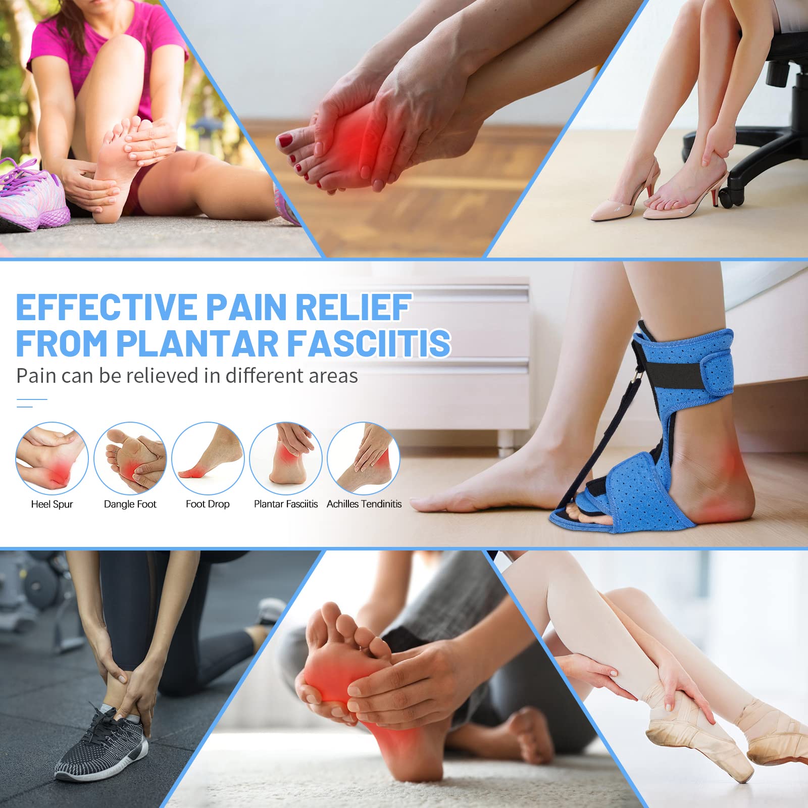 Acankn Plantar Fasciitis Night Splint: 2024 Adjustable Plantar Fasciitis Brace with Arch Support | Dorsal Night Splint for Women Men | Dual Effective Plantar Fasciitis Relief Achilles Tendonitis Foot