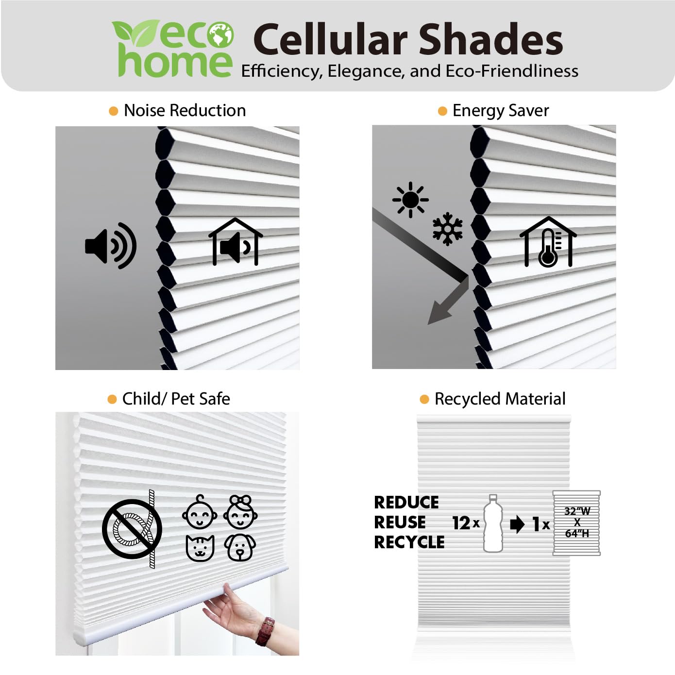 DEZ FURNISHINGS Cordless Light Filtering Cellular Shade