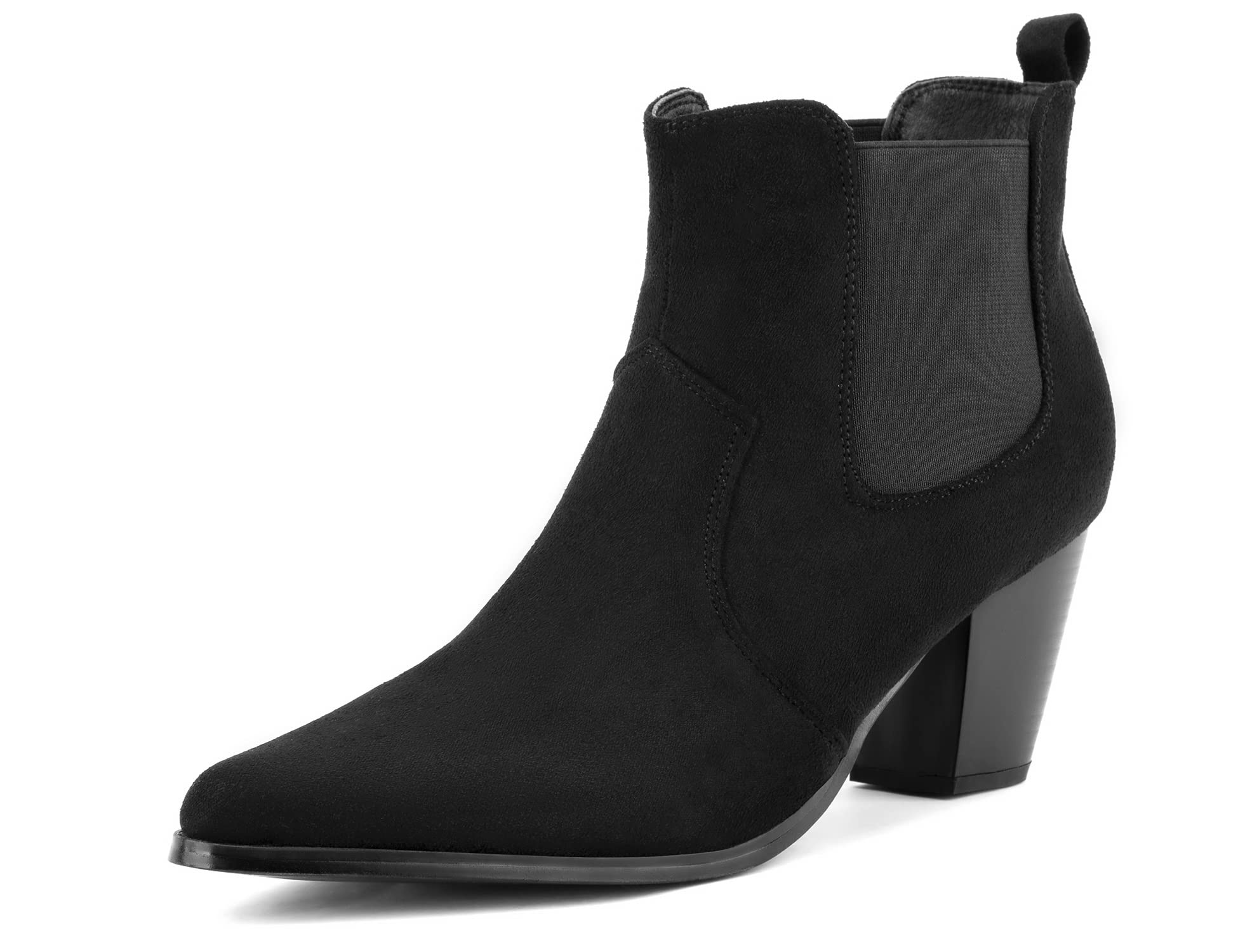 Size: 38 - MaxMuxun Women's Chunky Heel Boots Ankle Boots for Women Western Booties Faux Leather Pointed Toe Chelsea Fall Boots for Women 2024