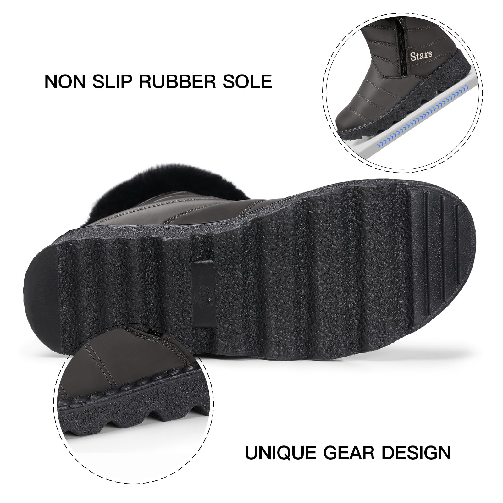 SIZE: 36 - SHIBEVER Waterproof Winter Boots for Women: Snow Mid Calf Fur Lined Warm Women Boot Outdoor Resistant Short Fashion Booties