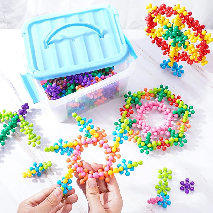 NiToy Snowflake Interlocking Building Block Toy with Carrying Case for Kids, Multi-Color Early Learning Educational Creativity STEM Toy Solid Plastic Disc Safe Material for Boys & Girls Ages 3+