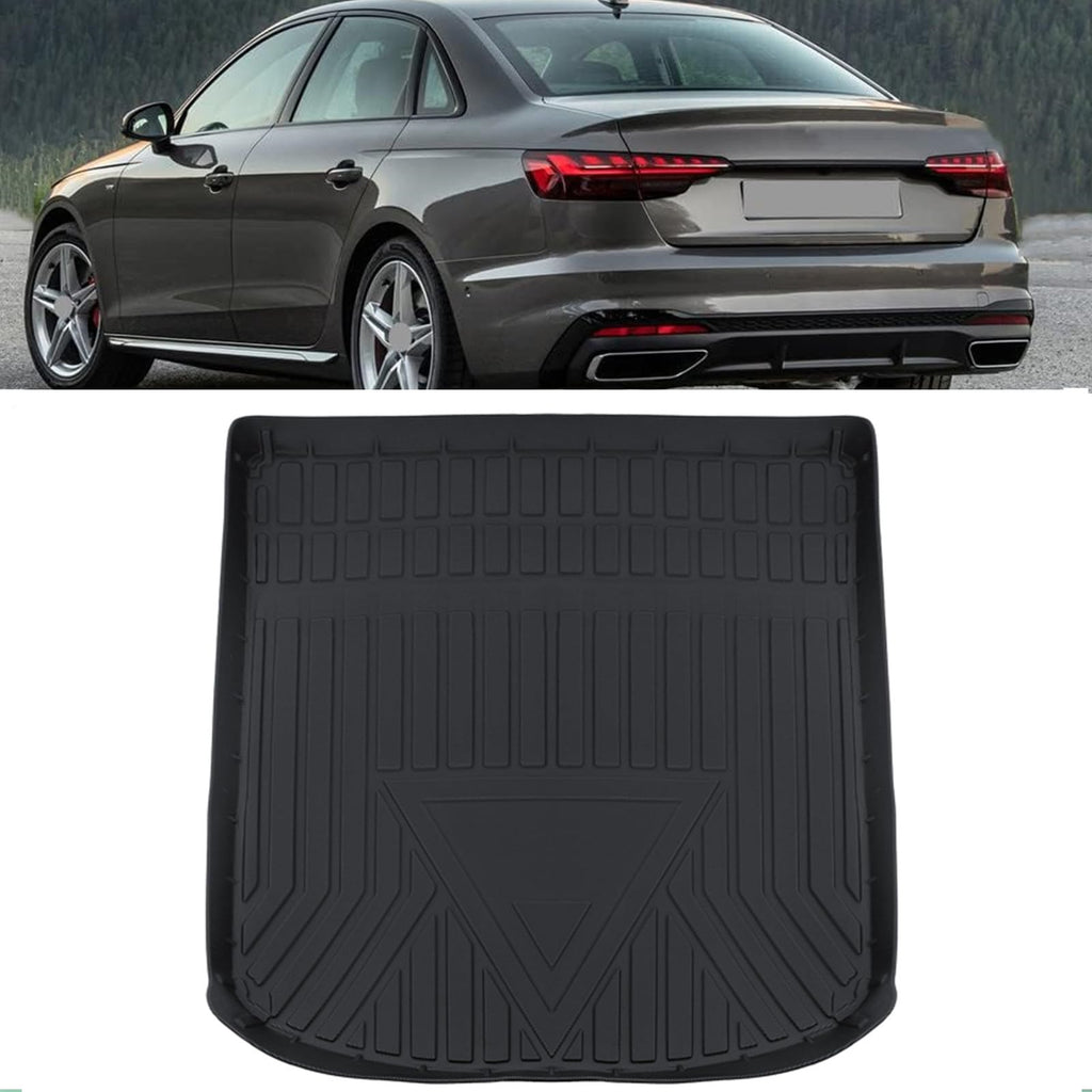 MotorFansClub Cargo Liner Fit for Audi A4 S4 2017 2018 2019 2020 2021 2022 2023 Trunk Liner Tray Heavy Duty Rubber Rear Trunk Waterproof Protector Floor Mat Black