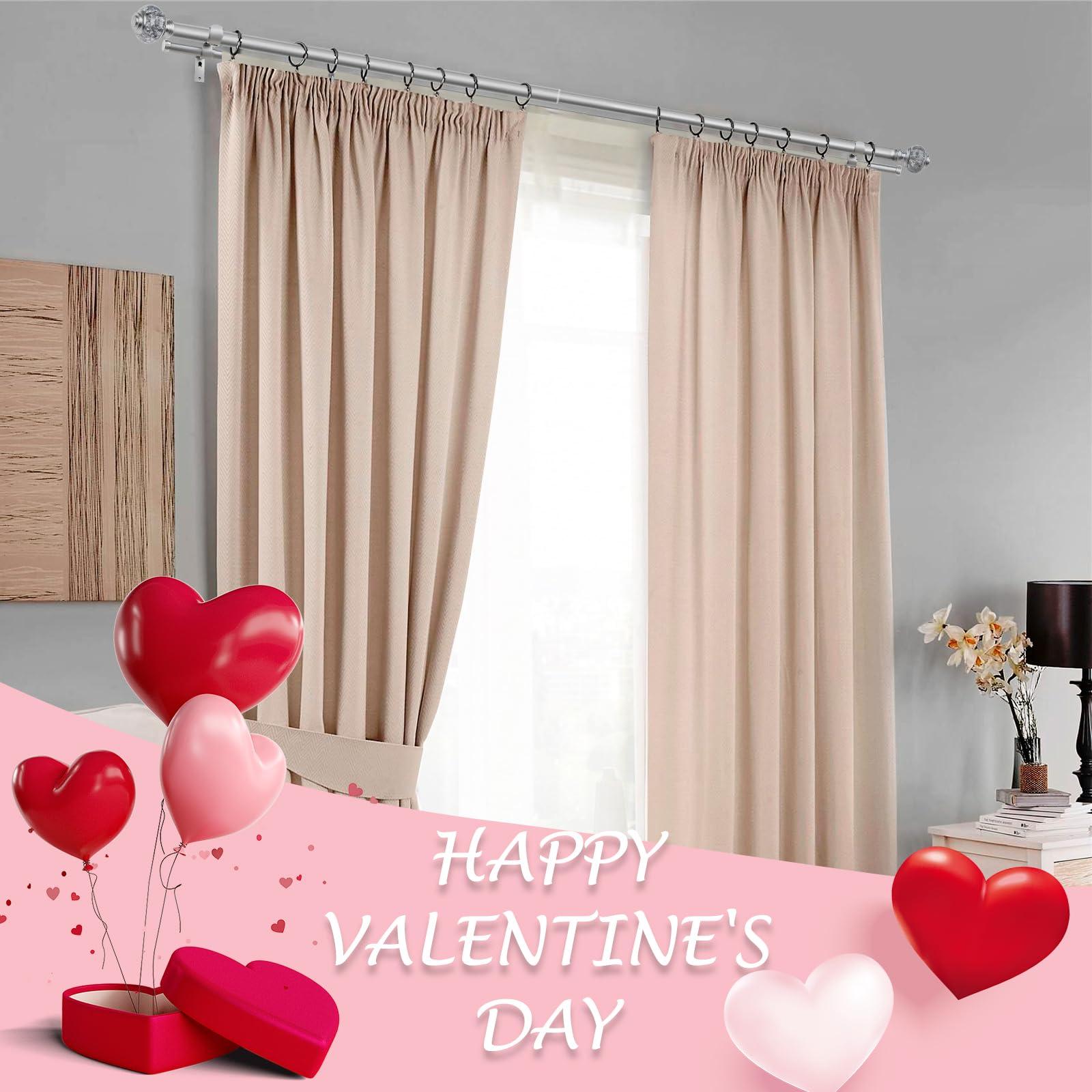 USFOOK 1 Inch Double Curtain Rods 72 to 144 Inches (6 to 12 ft), Silver Drapery Rods for Windows 69 to 140 Inches, Telescoping Dual Curtain Rod with Translucent Finials
