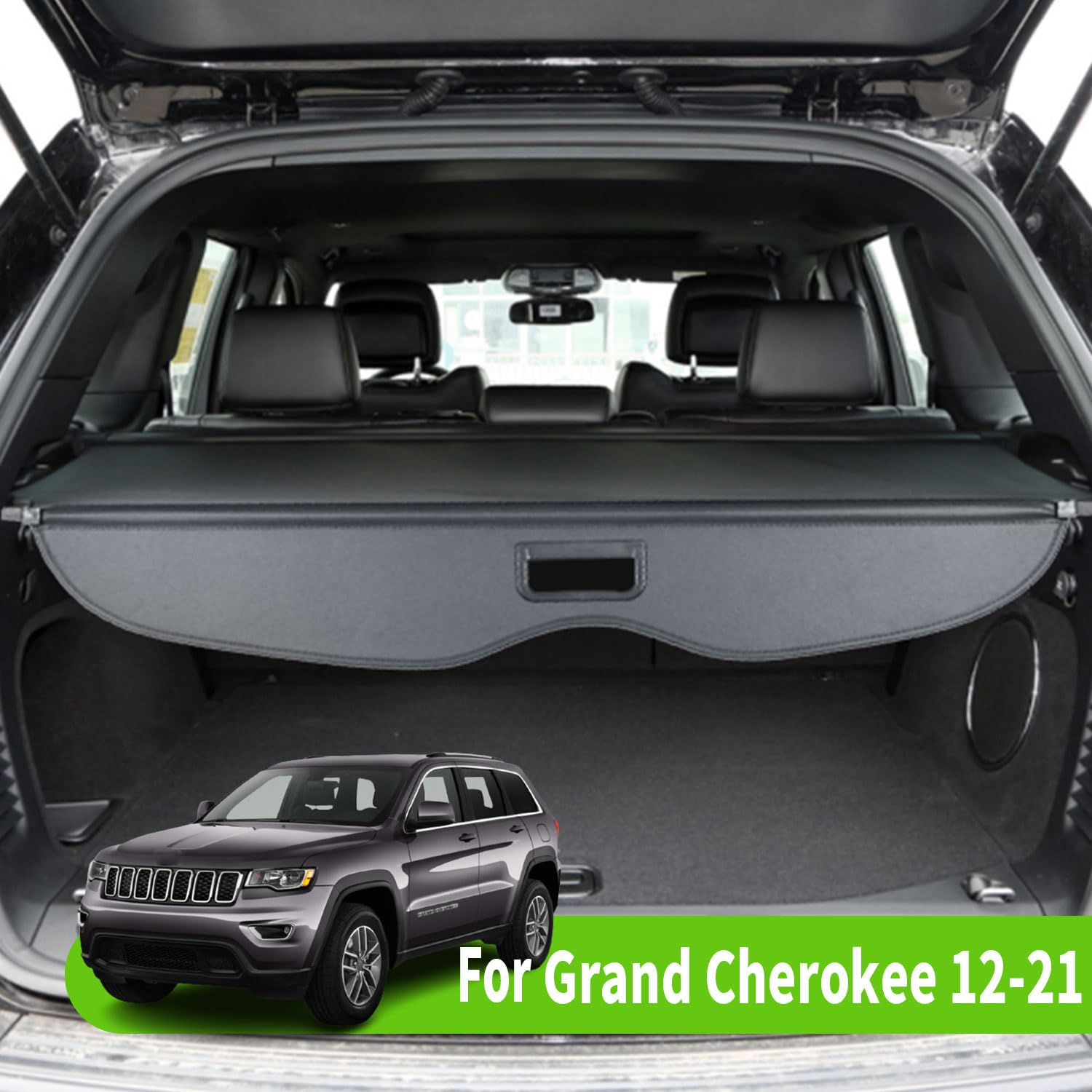 غطاء صندوق خلفي أسود قابل للسحب من Liizoo ​​مناسب لسيارة Jeep Grand Cherokee 2011-2019 2020 2021 غطاء أمان لصندوق السيارة الخلفي مع غطاء حماية وملحق للسيارة (غير مناسب لسيارة Grand Cherokee L 2021 شتاء - 2022)