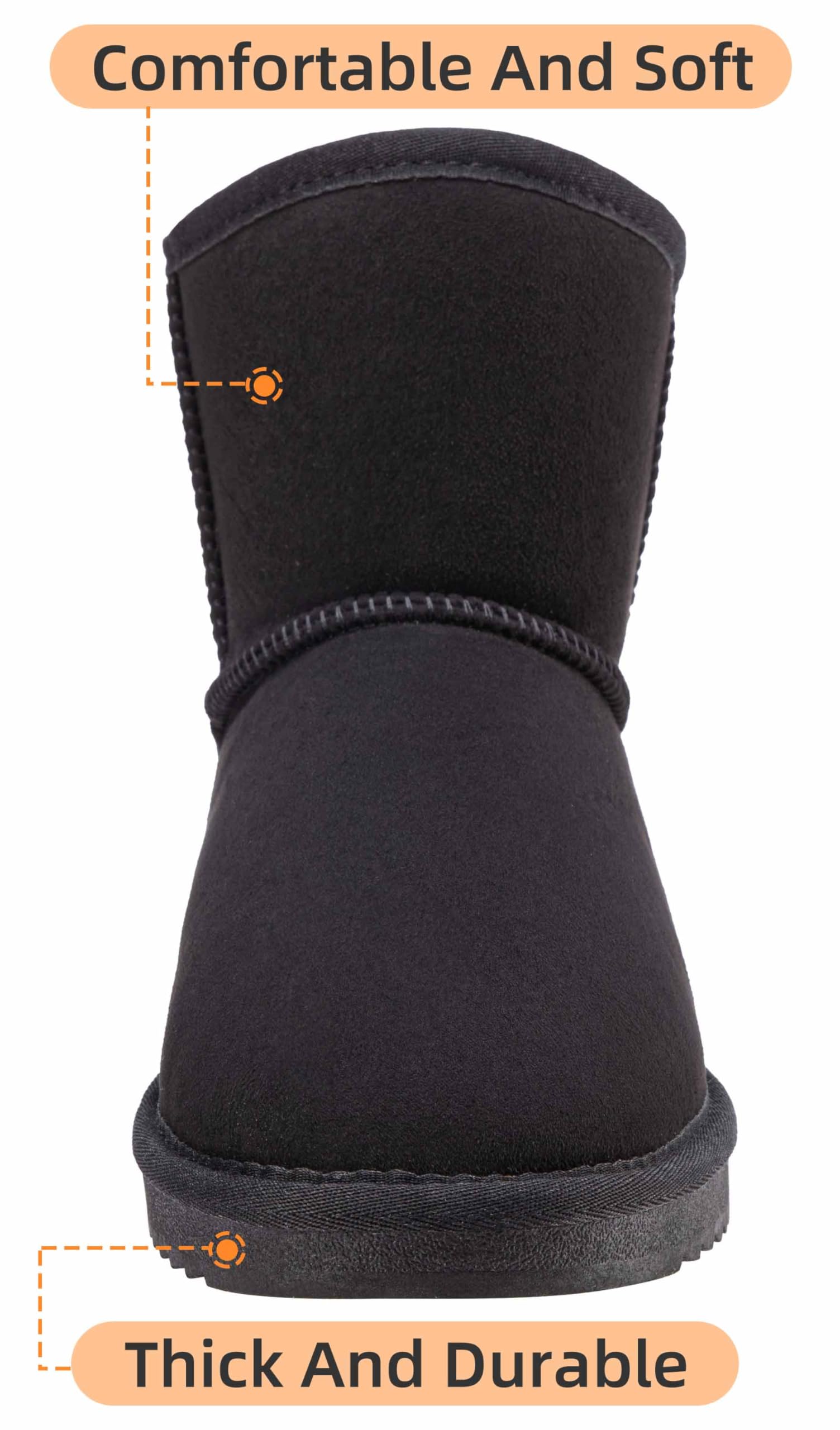 SIZE: 47 - CAMEL CROWN Men's Fur Snow Boots Warm Slip on Winter Boots Classic Short Mini Boots Comfortable House Slippers Boots for Men BlacK