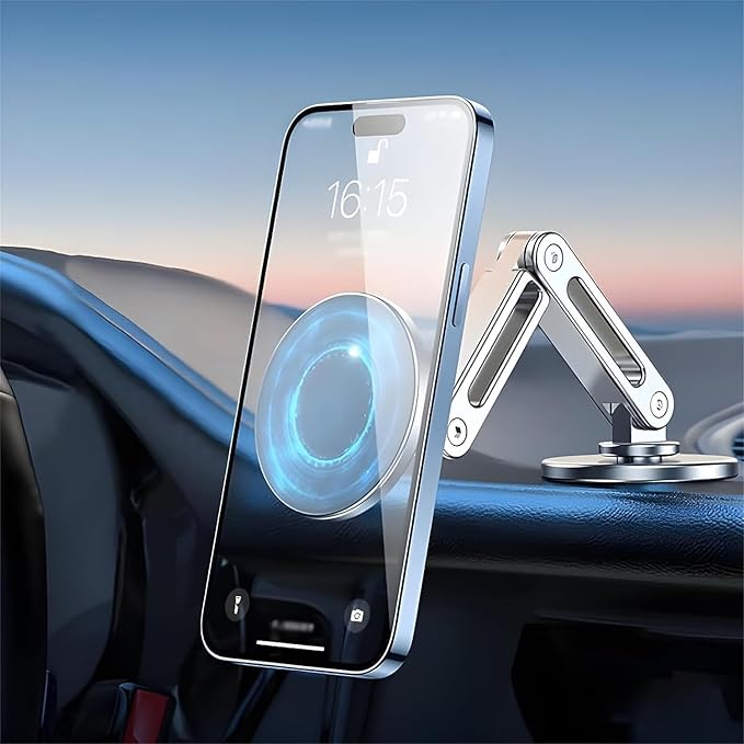 Universal 360° Pro - Car Phone Holder Magnetic Suction, Windshield Car Phone Holder Mount Dashboard/Suction Cup/Window, Hands-Free, Retractable, With Arm