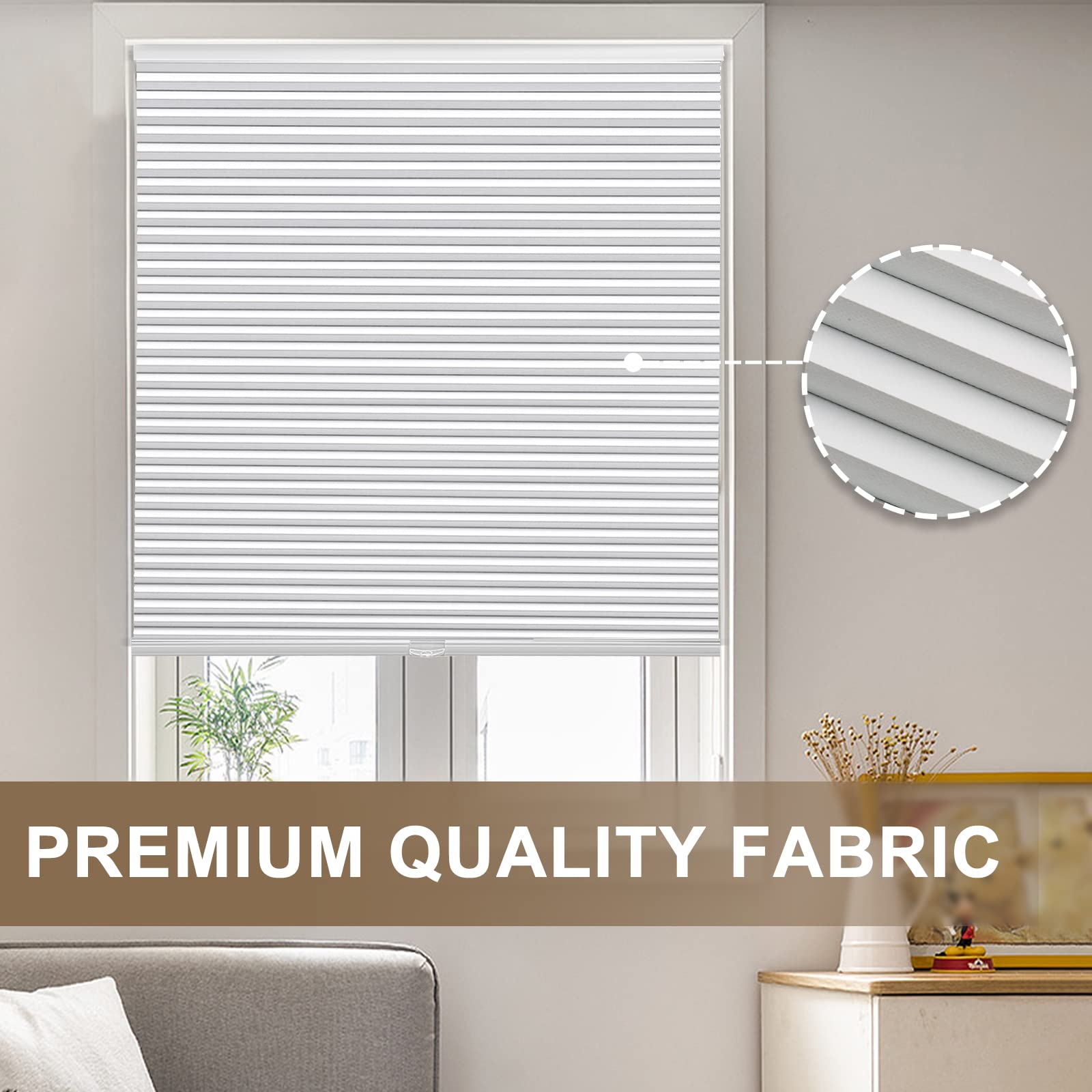 MYshade Cordless Cellular Blinds for Windows Blackout Cellular Window Shades Blinds & Shades for Kitchen/Bedroom/Living Room/Office 48" W X 72" H(White), CEL48WT72C