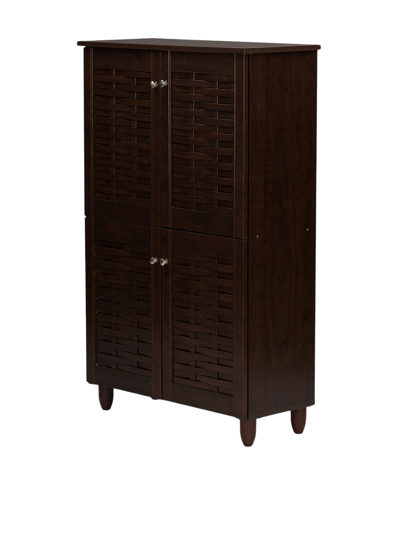 Baxton Studio Wholesale Interiors Winda Modern and Contemporary 4-Door Dark Brown Wooden Entryway Shoes Storage Cabinet