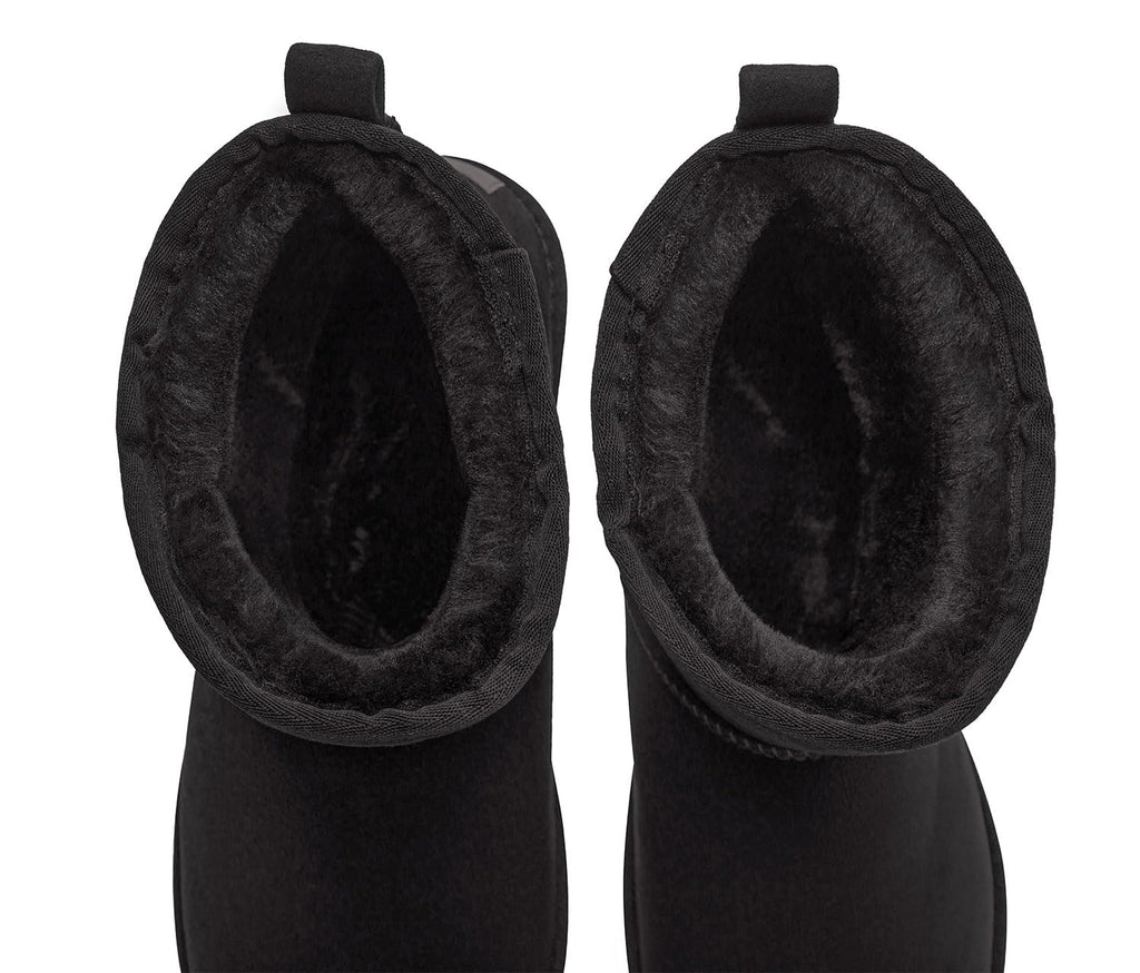 SIZE: 47 - CAMEL CROWN Men's Fur Snow Boots Warm Slip on Winter Boots Classic Short Mini Boots Comfortable House Slippers Boots for Men BlacK