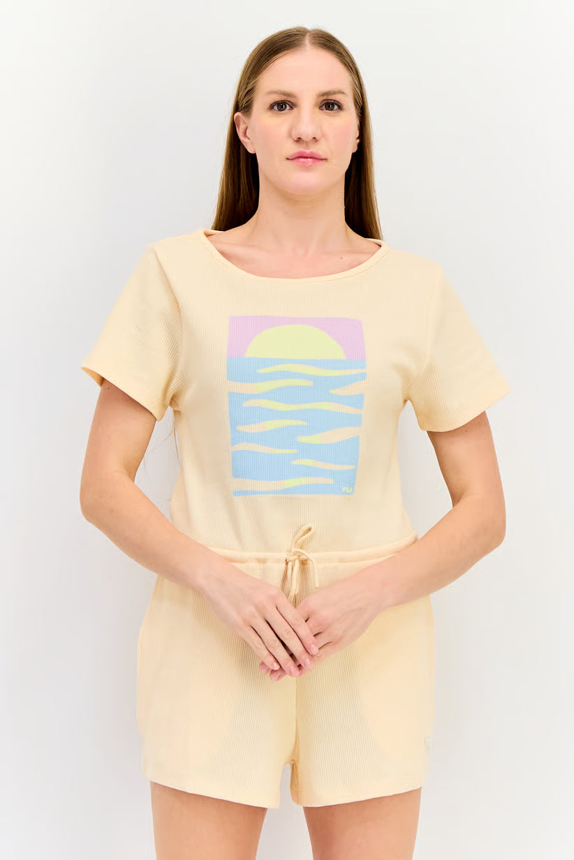 Fila Women Sportswear Fit Short Sleeve Outdoor Playsuit, Peach LW211174