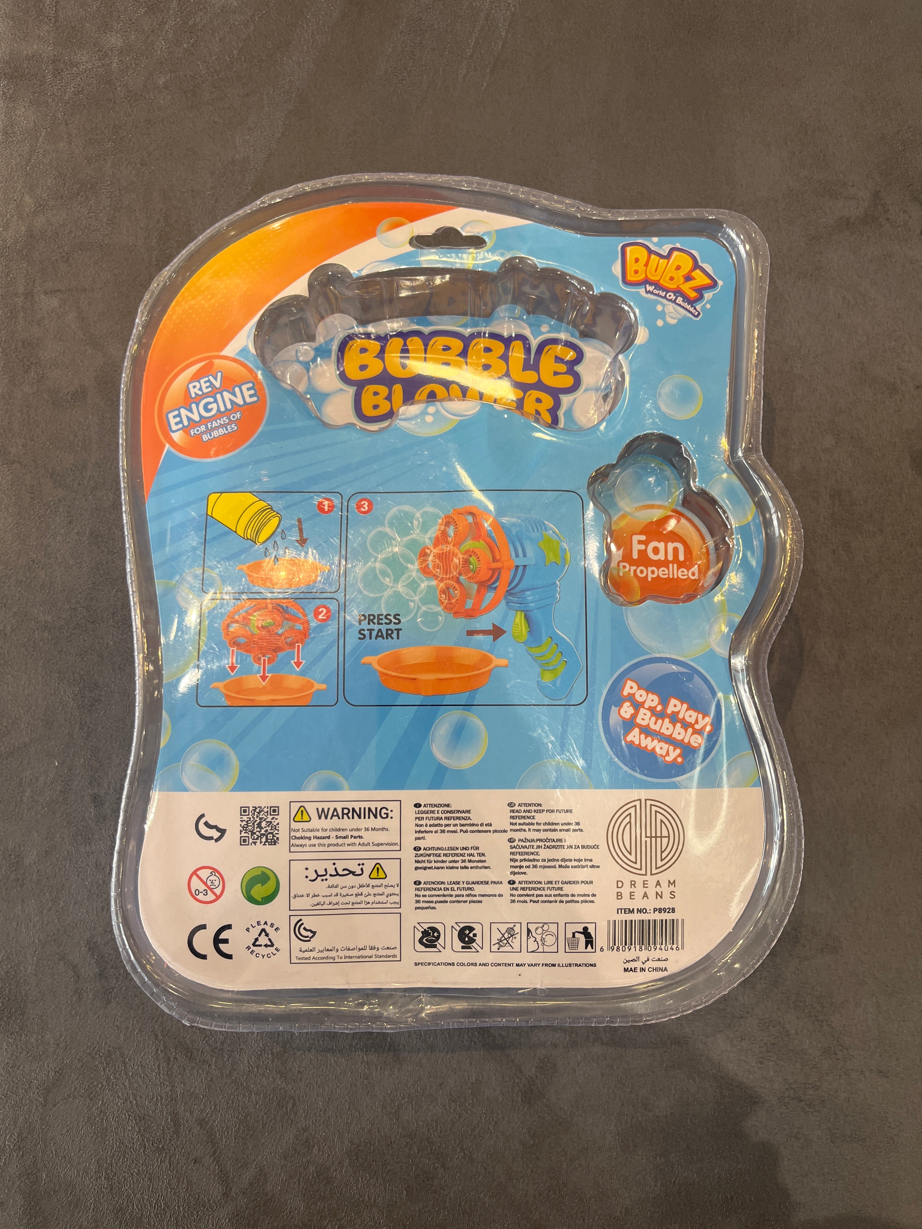 BUBBLE BLOWER- BUBBLE MACHINE- BLUE COLOR KIDS TOY- Fan propelled toy