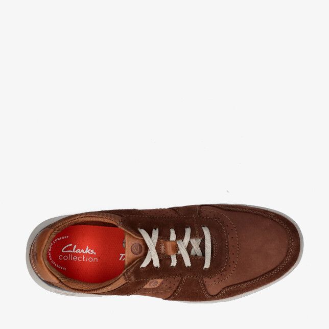 Clarks Sneaker Gaskill Vibe Bruin Suède Extreme Comfort Shoes