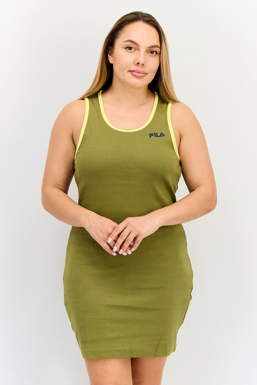 Fila Women Sportswear Brand Logo Outdoor Dress, Olive LW119255