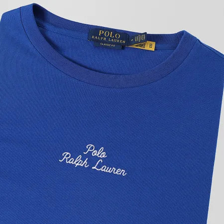 RALPH LAUREN ROYAL BLUE T-SHIRT WITH TEXT FOR MEN