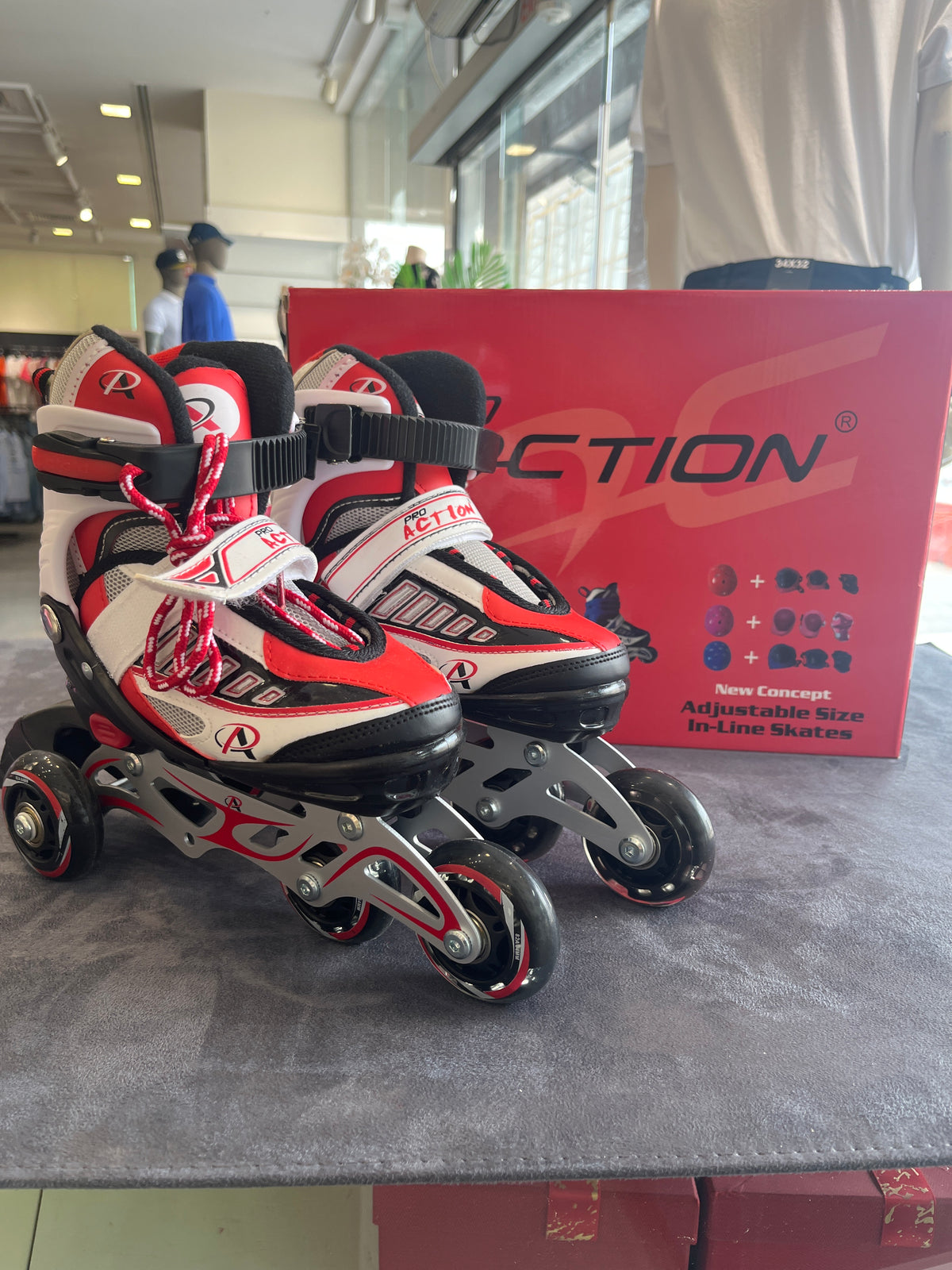 PRO ACTION ADJUSTABLE SIZE IN LINE RED COLOR SKATES