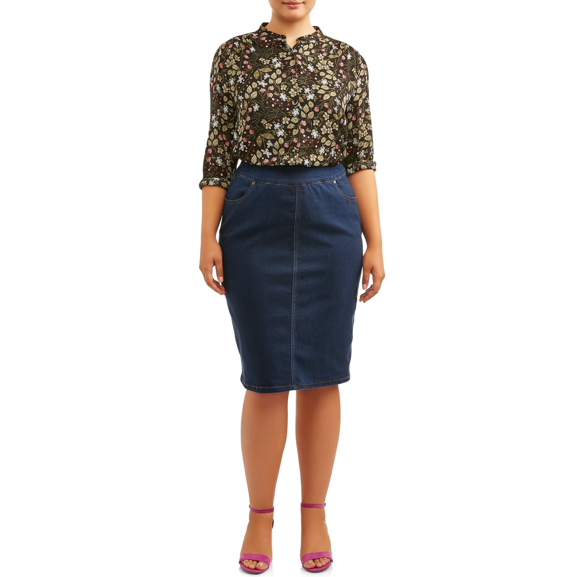 SIZE: 18W - Alivia Ford Women's Plus Size Pull-On Denim Skirt