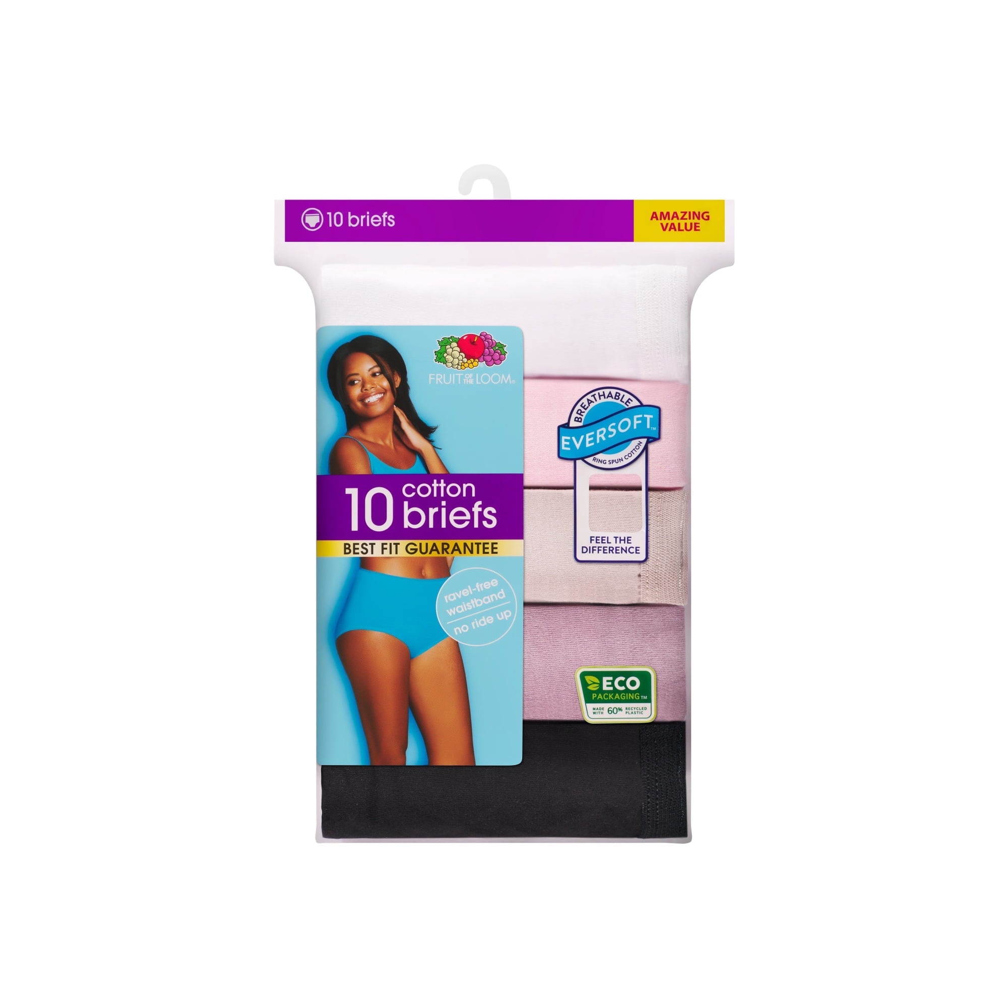 SIZE: 8/XL(PANT SIZE:14-16) - Fruit of the Loom Women's Cotton Brief Underwear, 10-Pack