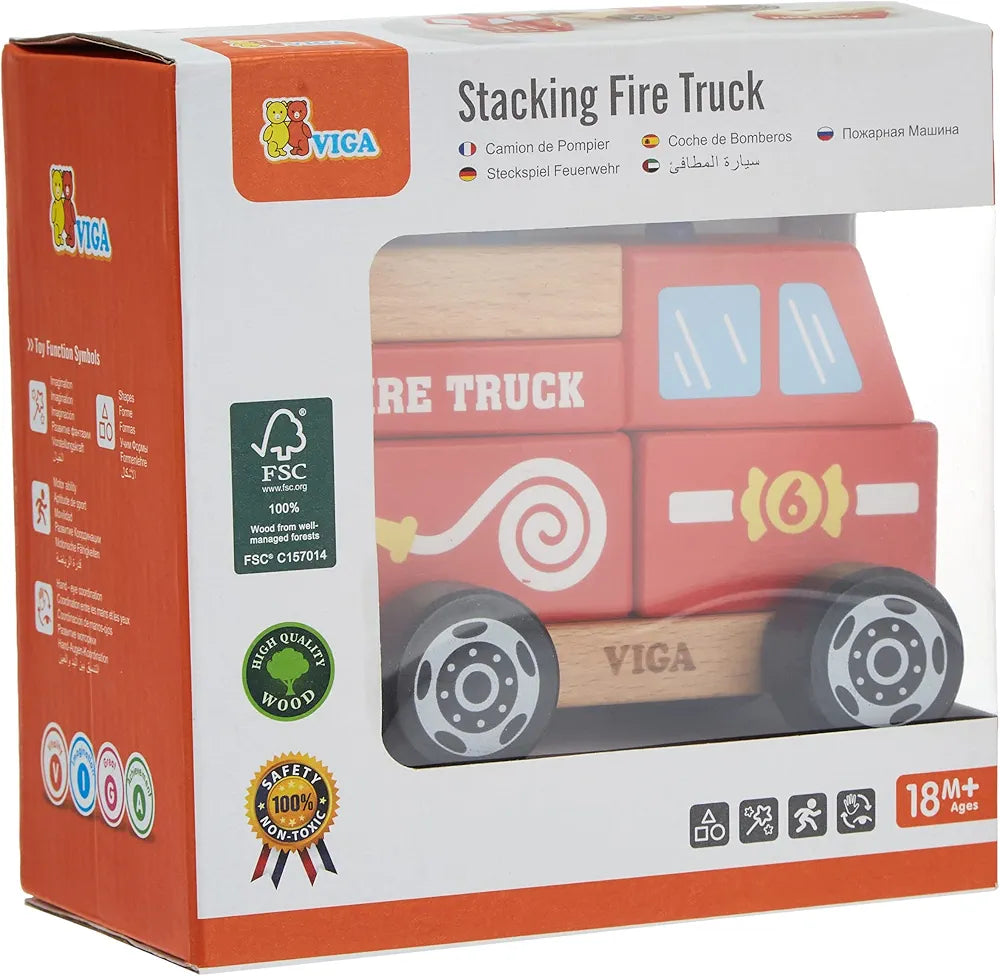 Toys Viga Stacking Fire Truck