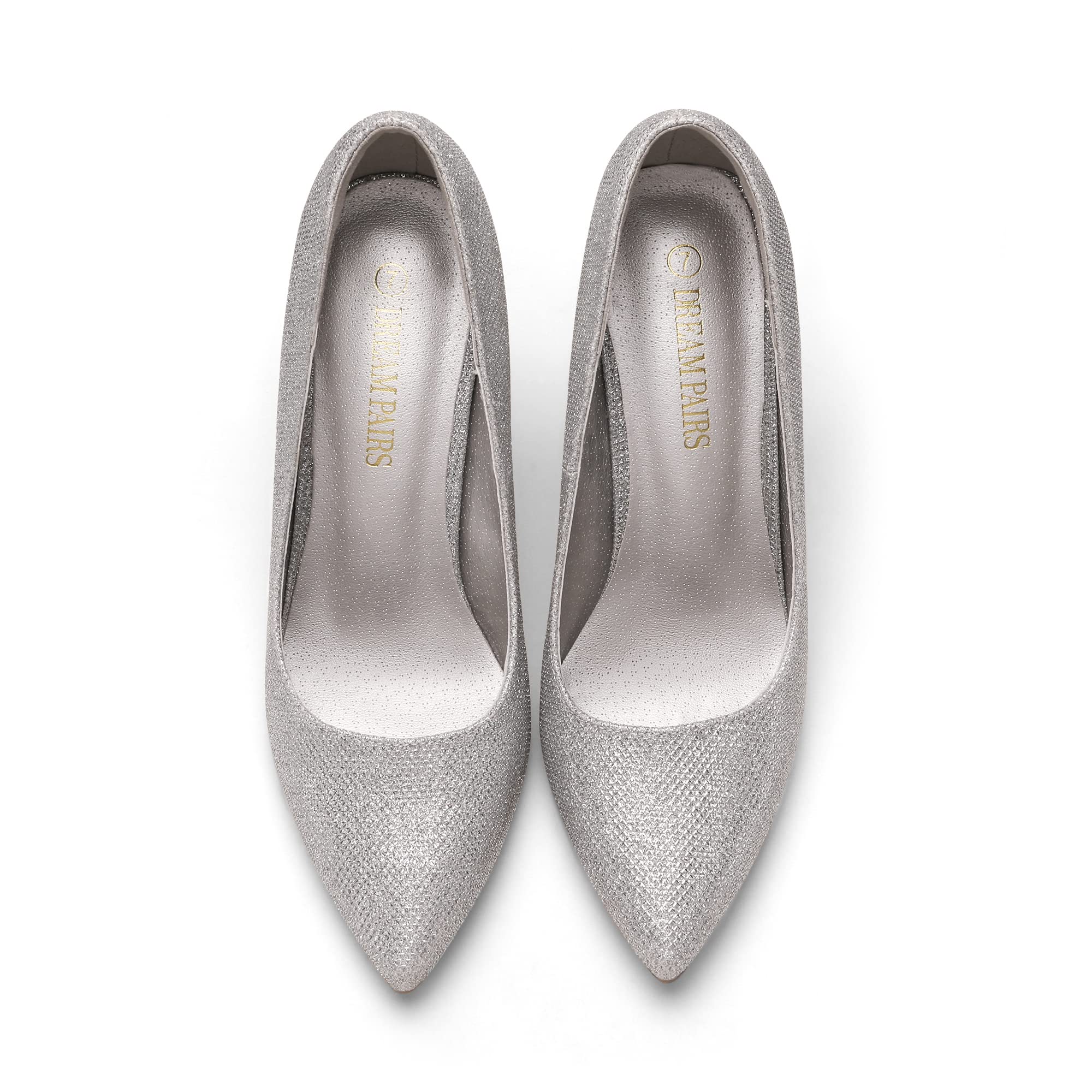 SIZE 41: DREAM PAIRS Women's Closed Toe High Heels Dress Pointed Toe Wedding Pump Shoes,Size 10,Silver/Glitter,Christian-New