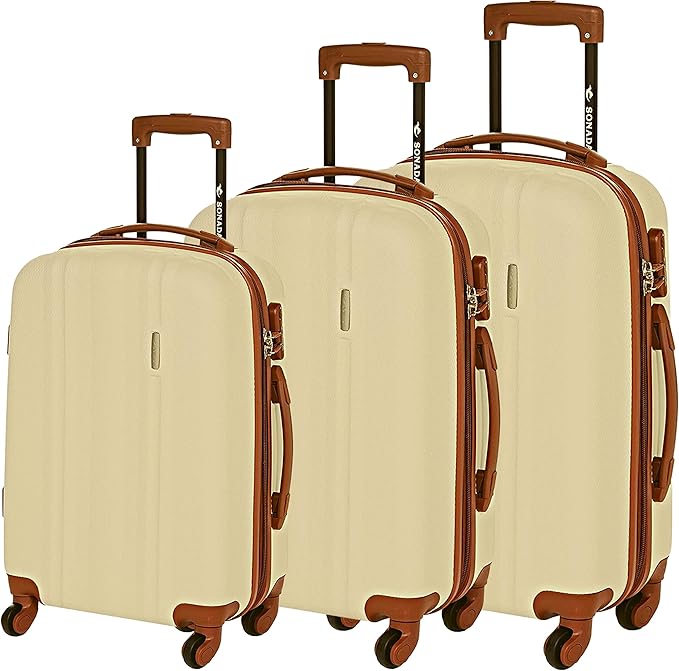 Sonada Hardside Luggage Set of 3 Expandable ABS-PC Material With Double Zipper, ANTI Theft Lock (Set of 3, Champagne)