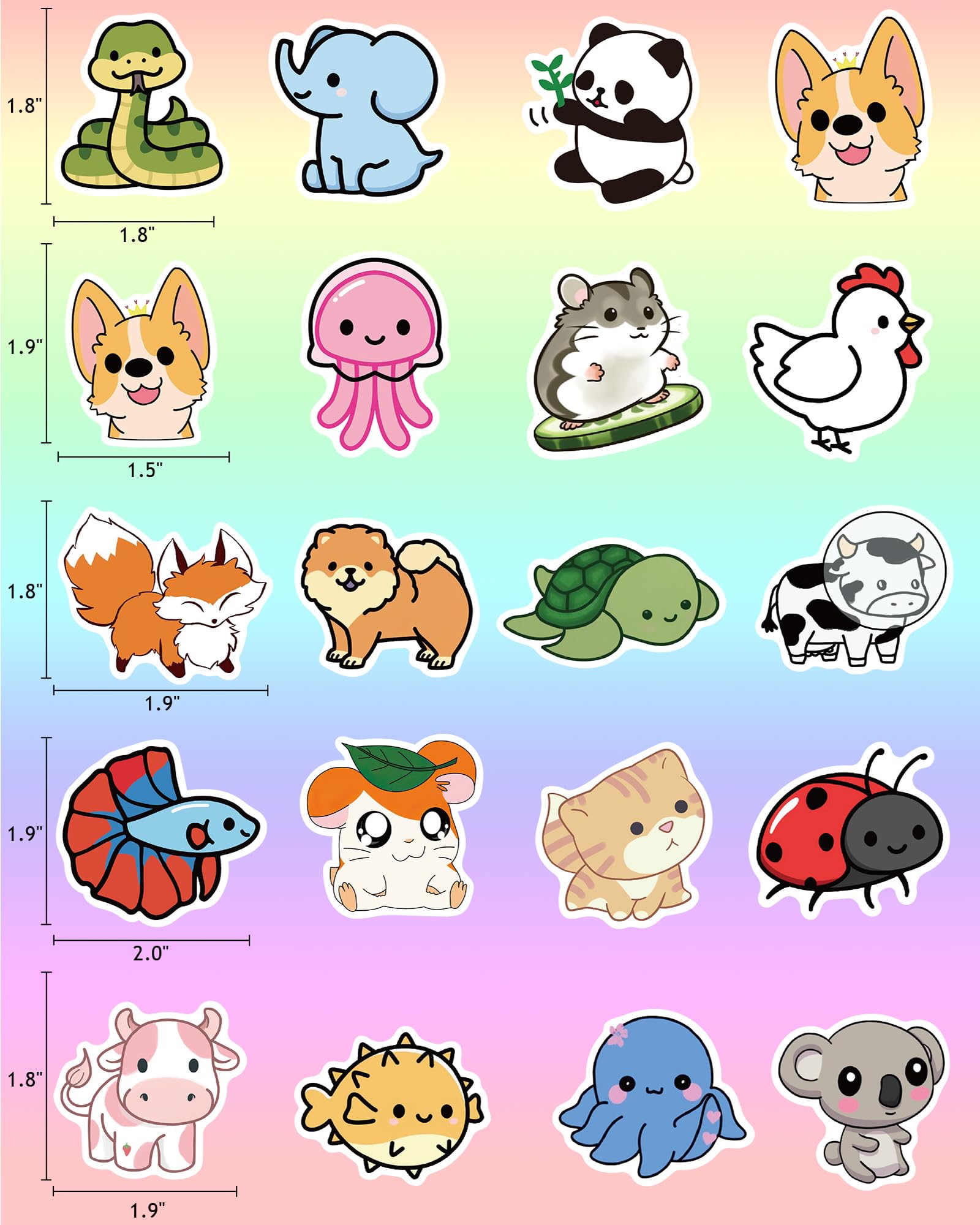 Benresive 300 Pcs Cute Animal Stickers for Kids, Water Bottle Stickers for Kids Waterproof, Vinyl Laptop Kids Stickers Pack, Kids Classroom Prizes for Elementary Students