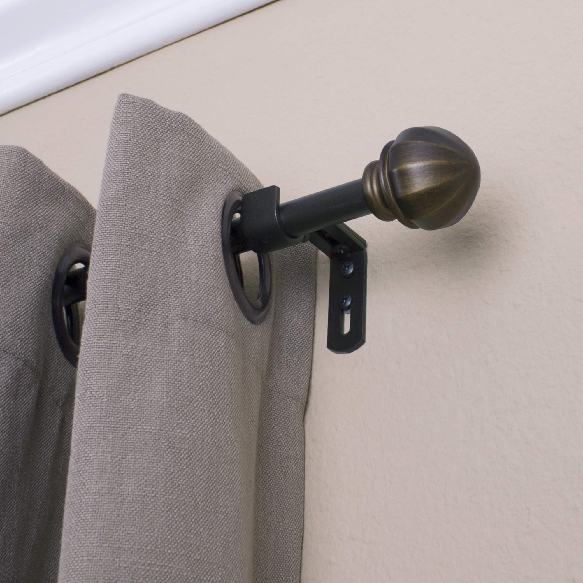 Decopolitan 2 cm Facet Ball Curtain Rod Set, 66 cm to 122 cm, Vintage Bronze