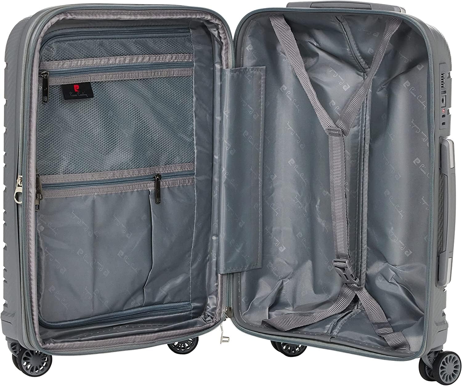 Pierre Cardin UNBREAKABLE Luggage for travel, ANTI Theft Double Zipper Suitcase, 4 Double Wheels (Set of 4, Grey)