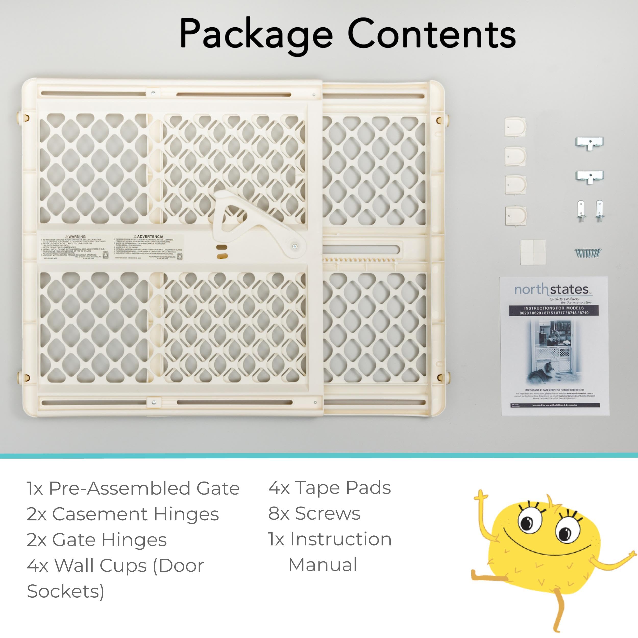 Toddleroo by North States Supergate Ergo Child Gate, Baby Gate for Stairs and Doorways.