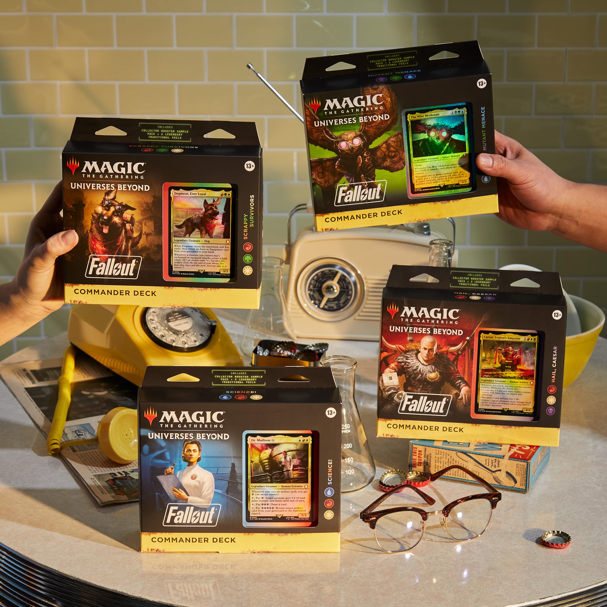 Magic The Gathering Fallout Commander Deck Bundle – Includes All 4 Decks (1 Hail Caesar, 1 Scrappy Survivors, 1 Science!, and 1 Mutant Menace)