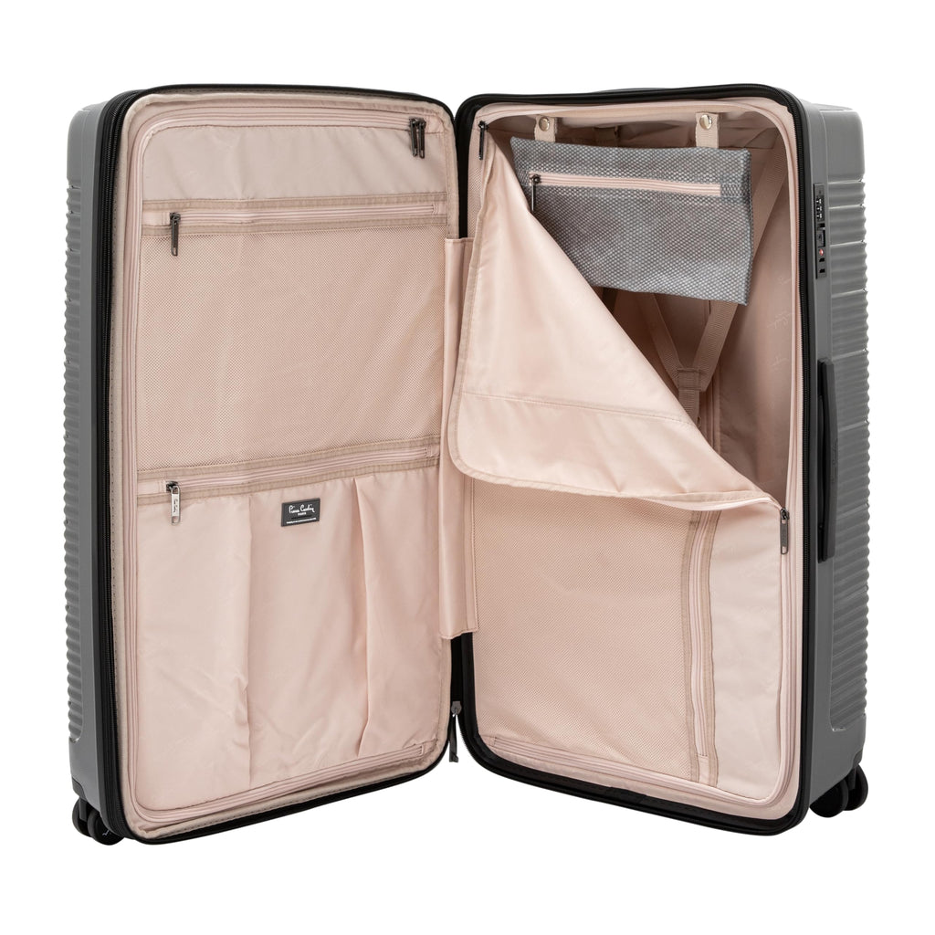 Pierre Cardin 3-Piece Hard-shell Suitcase Luggage Set – Lightweight, Expandable with 4 Silent Spinner Wheels & TSA Lock (Grey)