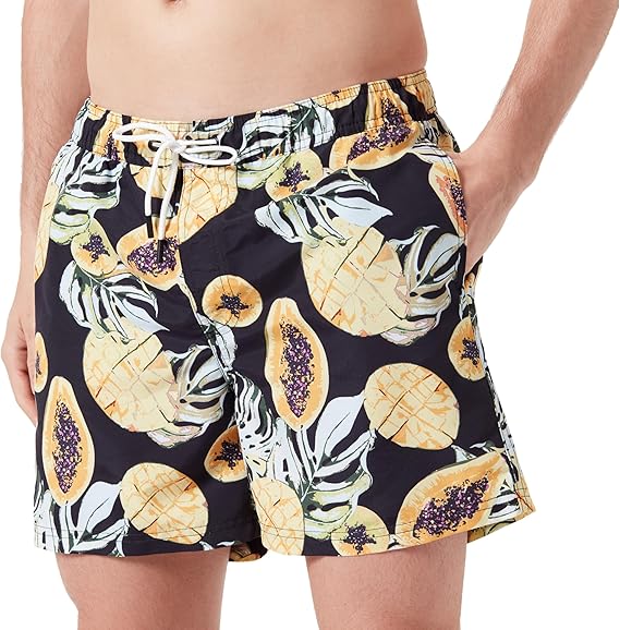 JACK & JONES  Swim Shorts JPSTFIJI  JJSWIM AOP ORIGINALS LY BLACK AND YELLOW