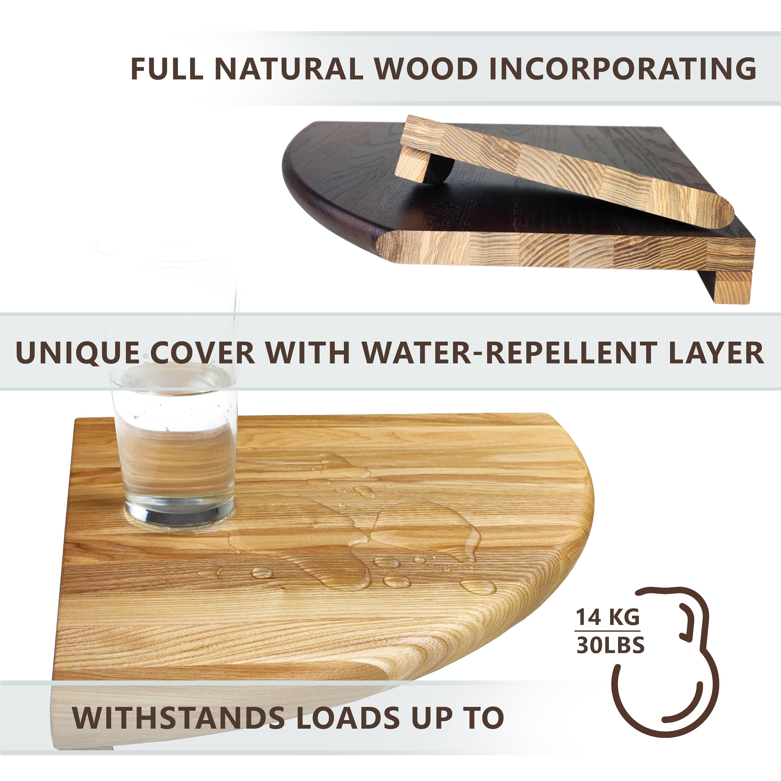 Wood Rustic Floating Corner Shelf, Wall Shelf Handmade in Europe, Brown, Perfect Storage Organizer for Bathroom, Living Room, Kitchen, and Bedroom, Sophisticated, Durable & Stylish (Natural, 9.8)