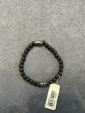 GUESS Black Lava Stone Logo Stretch Bracelet
