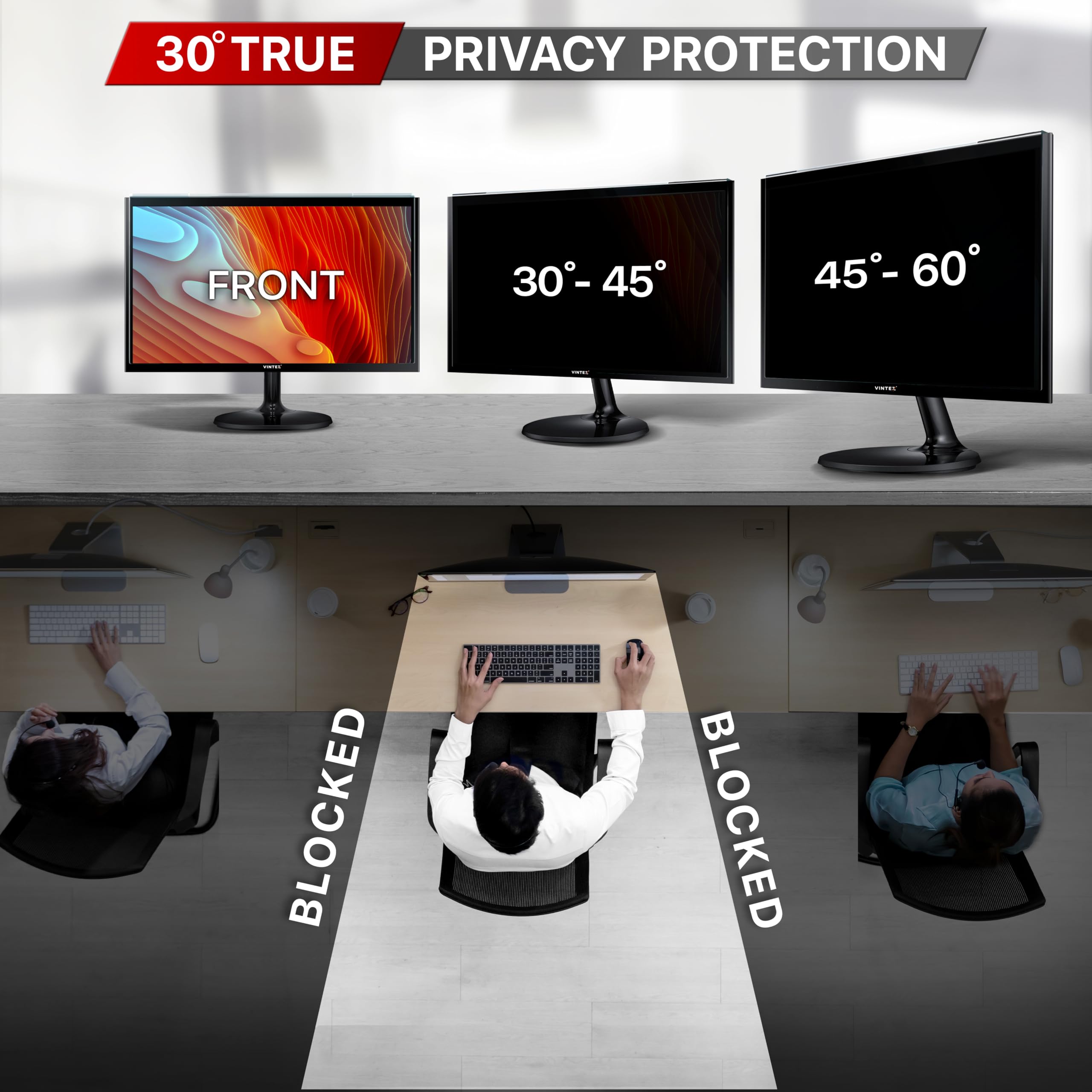 VINTEZ Universal 26" - 27" Computer Privacy Screen Filter for Widescreen Computer Monitors - (635 x 415 mm)