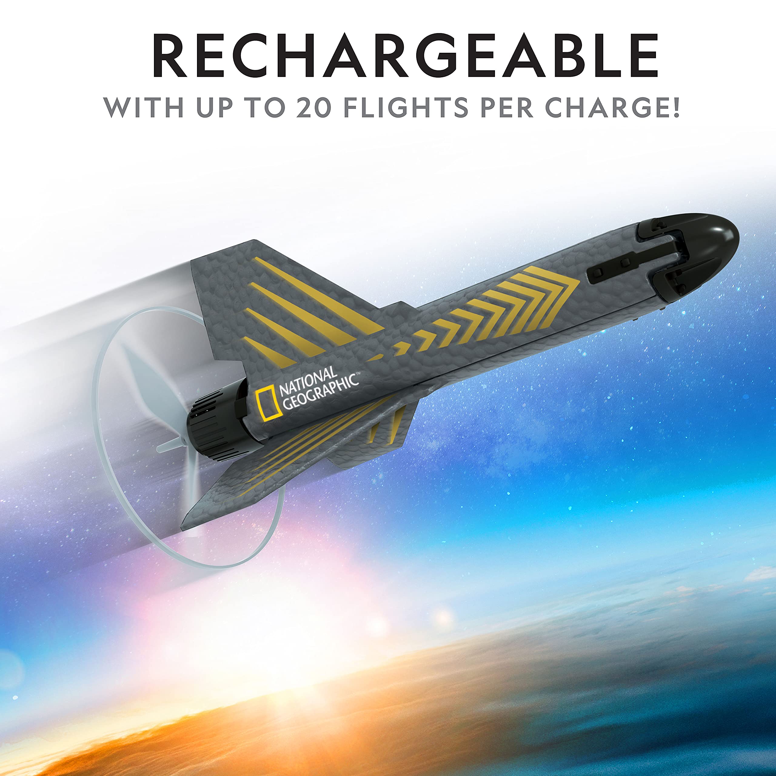 قاذفة صواريخ ناشيونال جيوغرافيك للأطفال - لعبة صاروخ هوائي آلي بانتظار براءة اختراع، تُطلق حتى ارتفاع 200 قدم مع هبوط آمن، ألعاب خارجية للأطفال ونماذج صواريخ، هدايا للأولاد والبنات، ألعاب فضاء