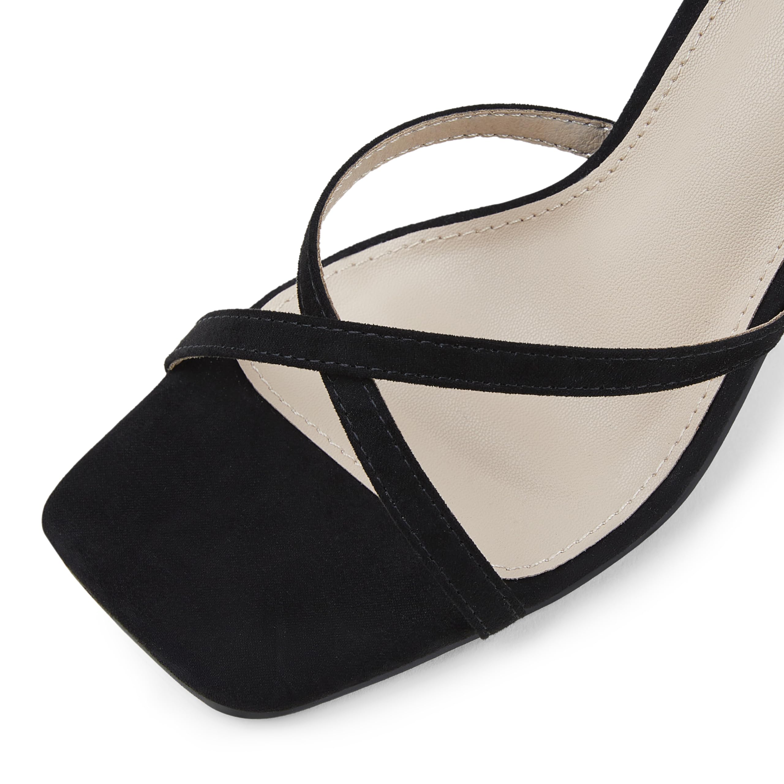 SIZE: 39.5 - Arromic High Heels for Women Strappy Stilettos Heels Square Open toe Heeled Sandals Buckle Ankle Strap Heels Sexy Wedding Dress Heels Shoes - 3inch Black