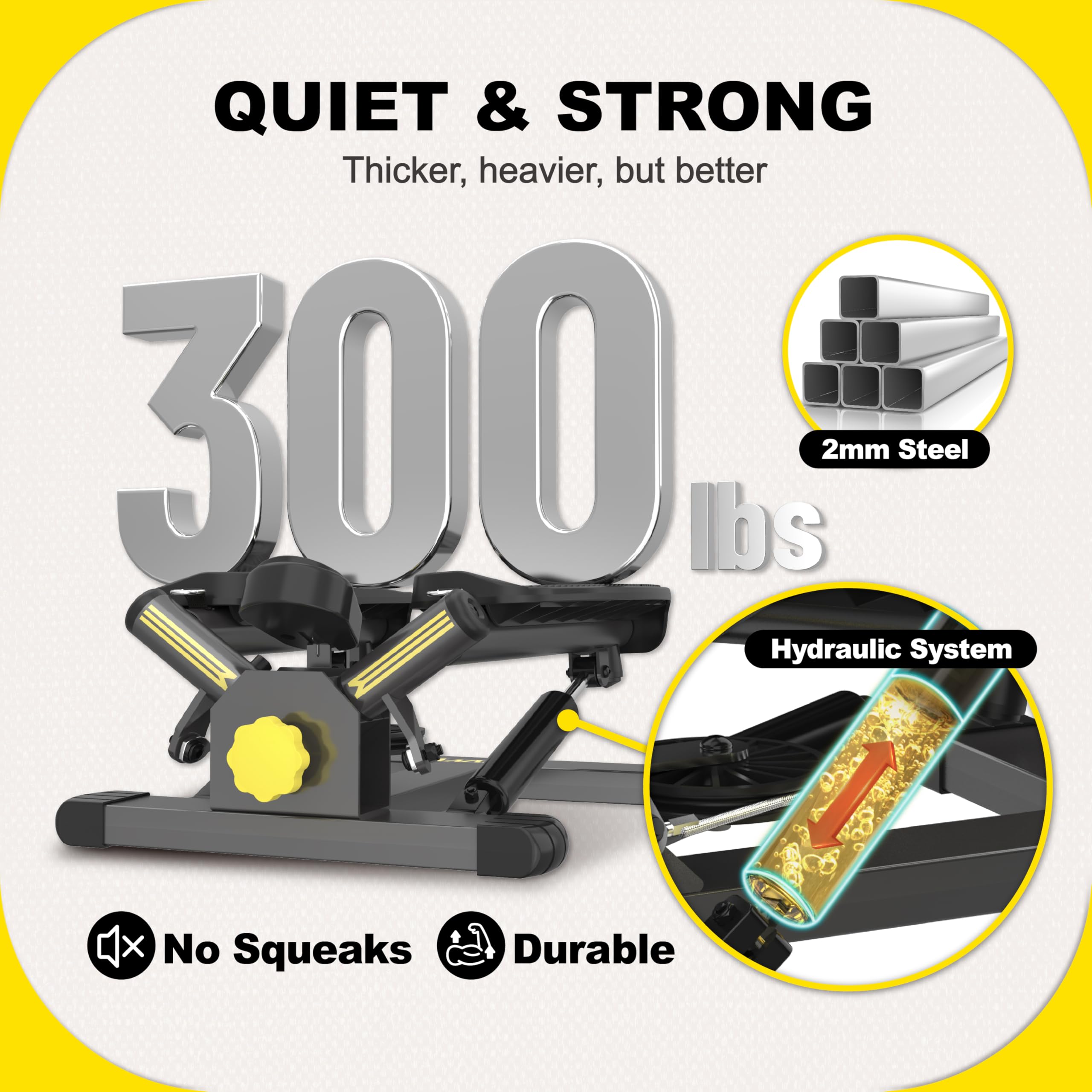 ZIWWVY Stepper Machine with Resistance Bands, Mini Stepper with 136 kg capacity