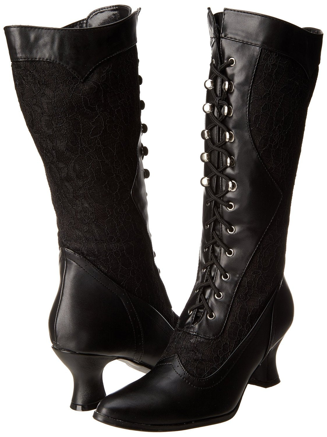 SIZE: 38.5 - Ellie Shoes 253 Rebecca Womens Vintage Victorian Gothic Granny Lace up Boots Black