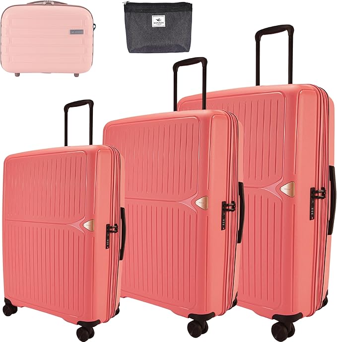 VERAGE Unbreakable Luggage Set of 3 Peach, Set of 4