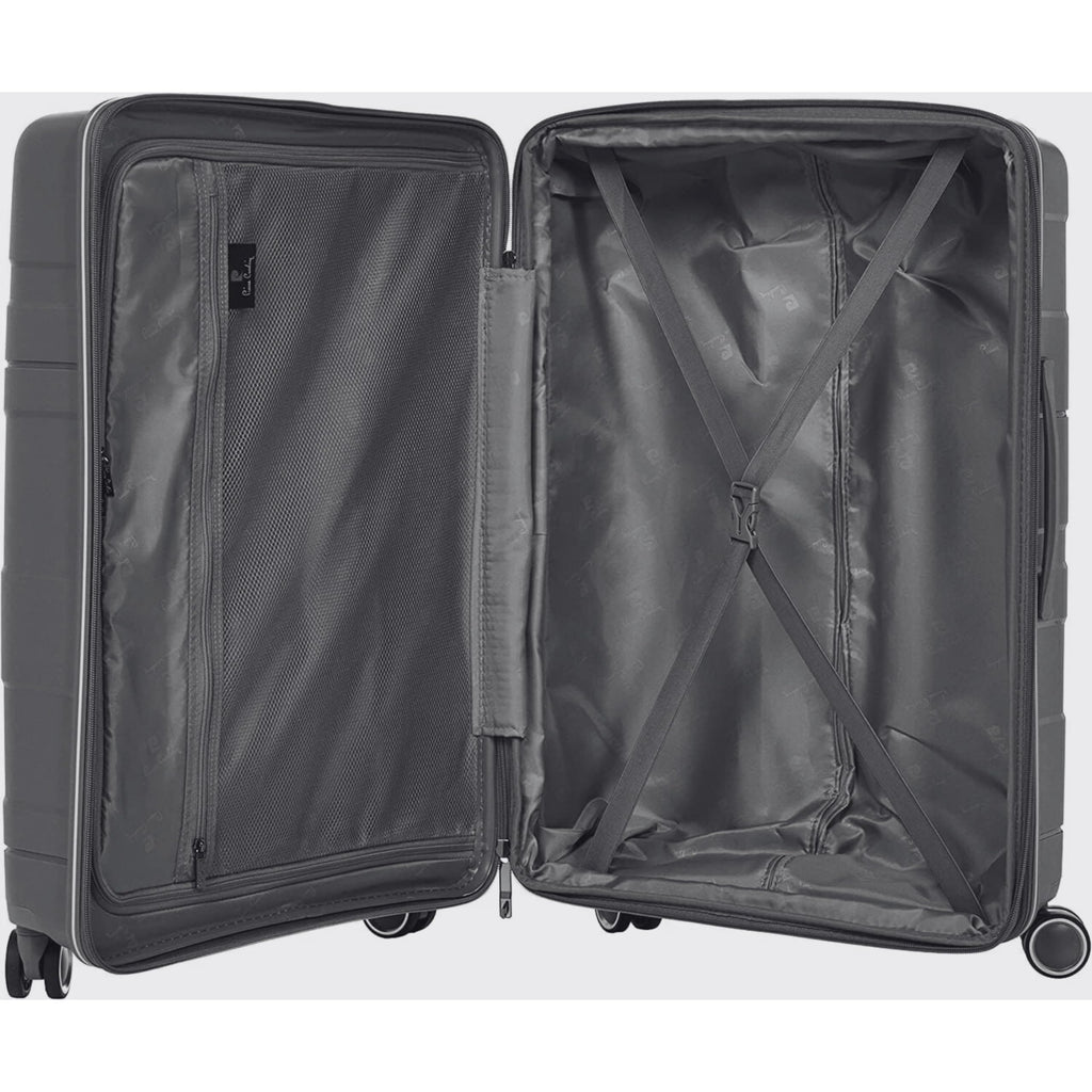Pierre Cardin Zurich Hardshell Luggage Set – International Lock, Anti-Theft Double Zipper, Dark Grey, Set of 3