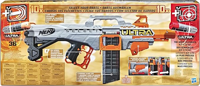 Nerf Ultra Select is a fully motorized blaster with 2 fire options, with magazines and darts