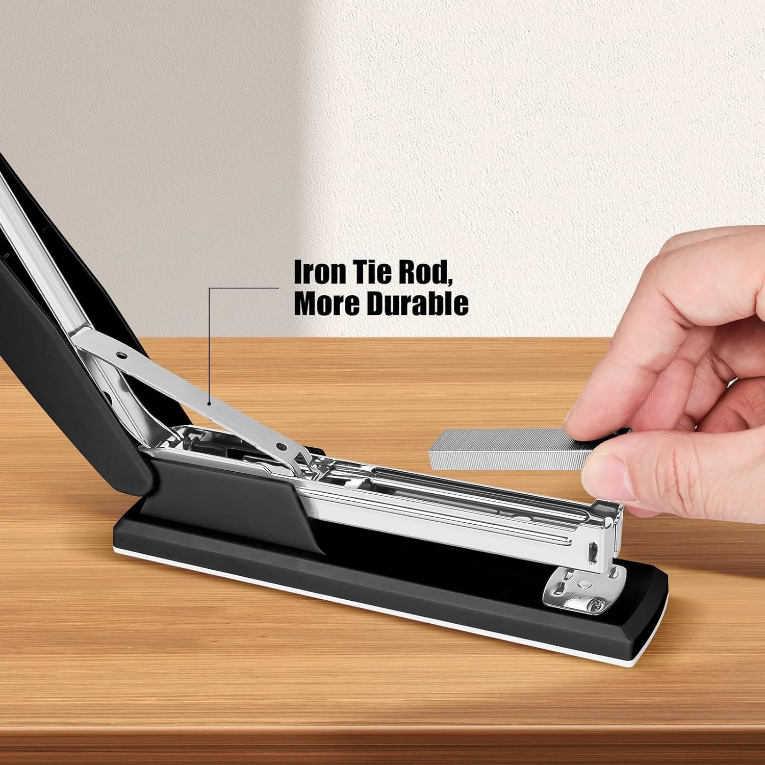 Heavy-Duty 25-Sheet Desk Stapler – Non-Slip Office Stapler (Black)