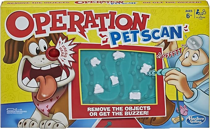 Operation Pet Scan Board Game for 2 or More Players, Kids Ages 6 and Up, with Silly Sounds, Remove The Objects or Get The Buzzer