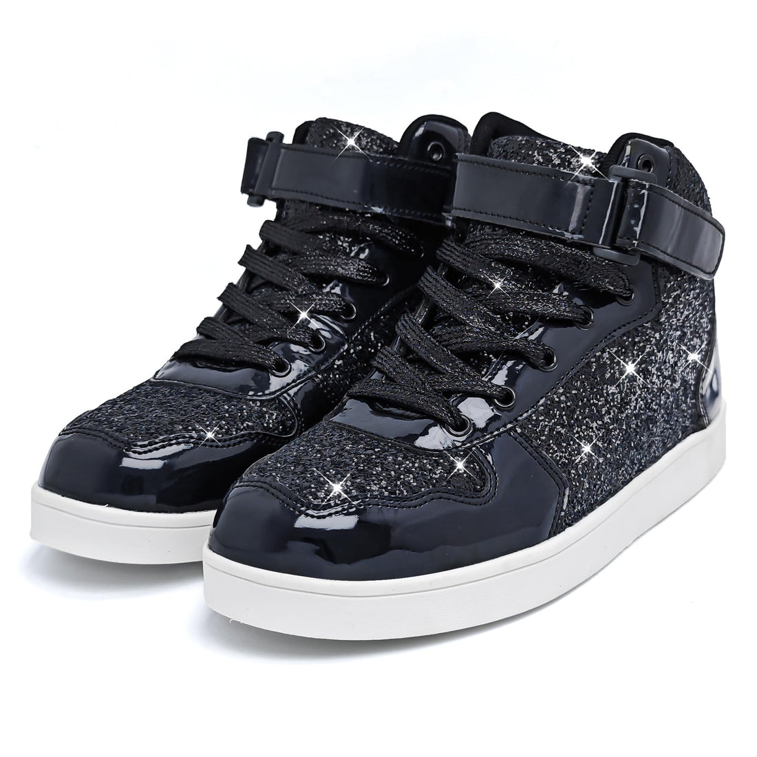 SIZE: 30 - Wooowyet Glitter Shoes Kids High Top Sneakers for Boys Girls Gift Party Birthday Christmas Halloween
